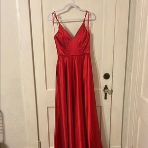 Sequin Hearts Red Maxi Sundress Spaghetti Strap V-Neck